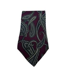 Vintage Christian Dior Monsieur Tie Classic Purple Paisley Print ~56" & 3.5"‎